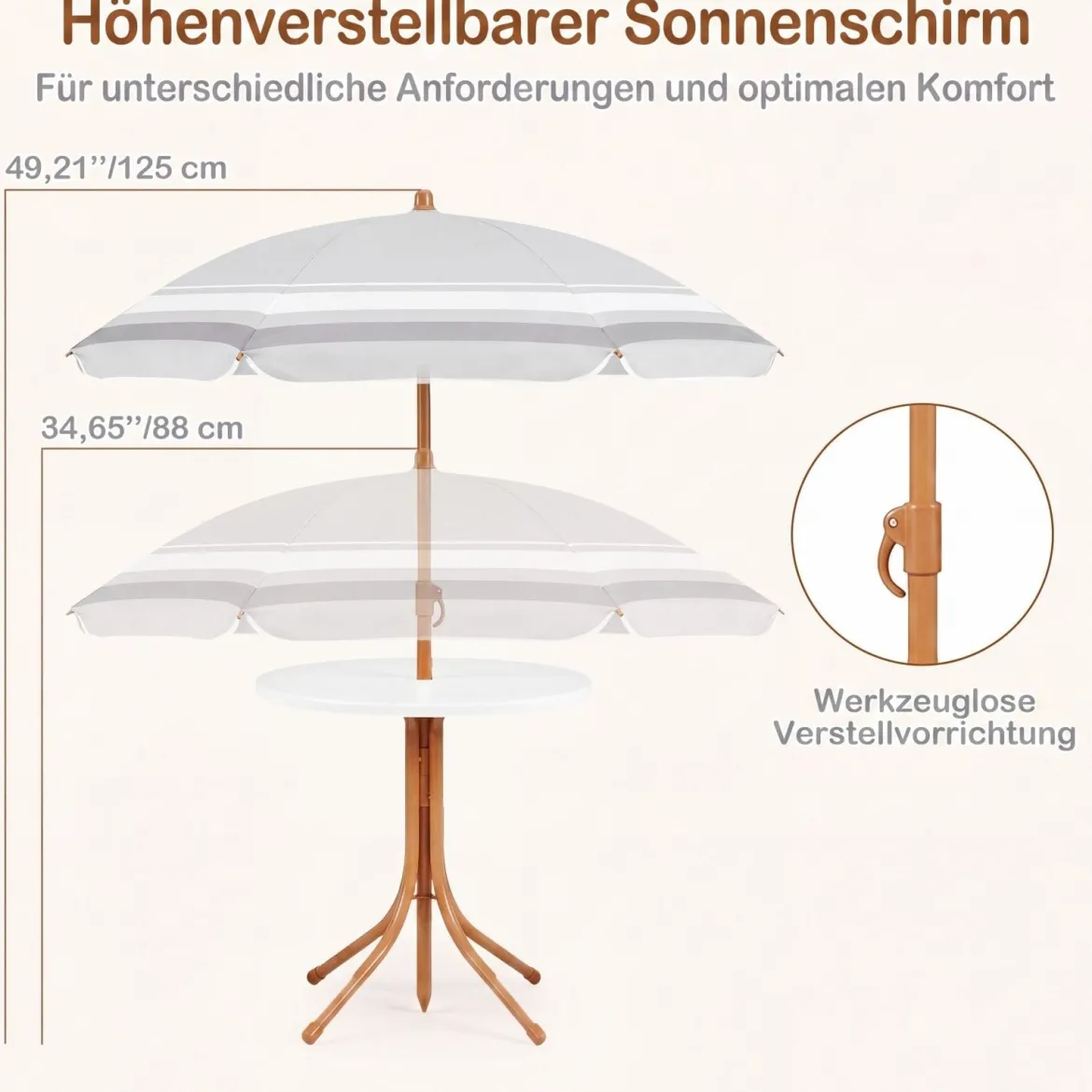 Kindersitzgruppe mit Höhenverstellbarem Sonnenschirm 4 TLG. Kindersitzgarnitur mit Tisch & 2 Klappstühlen