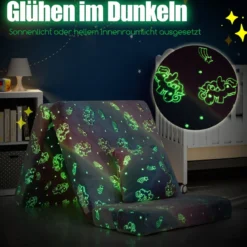 Kindersofa aufklappbar mit Kissen 4 in 1 Spielsofa im Dunkeln Leuchtend Klappsofa Kindersessel Mehrfarbig