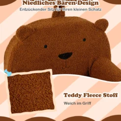 Kindersofa Bär Kindersessel mit abnehmbarem Teddy-Fleece Bezug & Schaumstoff Braun