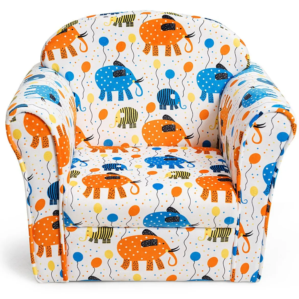 Kindersofa Kindersessel mit Elefantenmuster Kindercouch mit Holzrahmen 50 x 37,5 x 43 cm Bunt