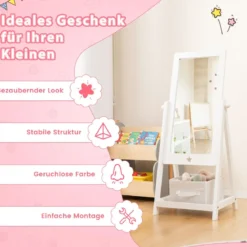 Kinderspiegel aus Holz Freistehender Schminkspiegel in voller Länge 45 x 40 x 112 cm