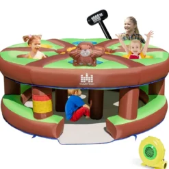 Kinderspiel Aufblasbares Hau-den-Maulwurf Spiel mit 480-W-Gebläse für Kinder 256 x 256 x 120 cm