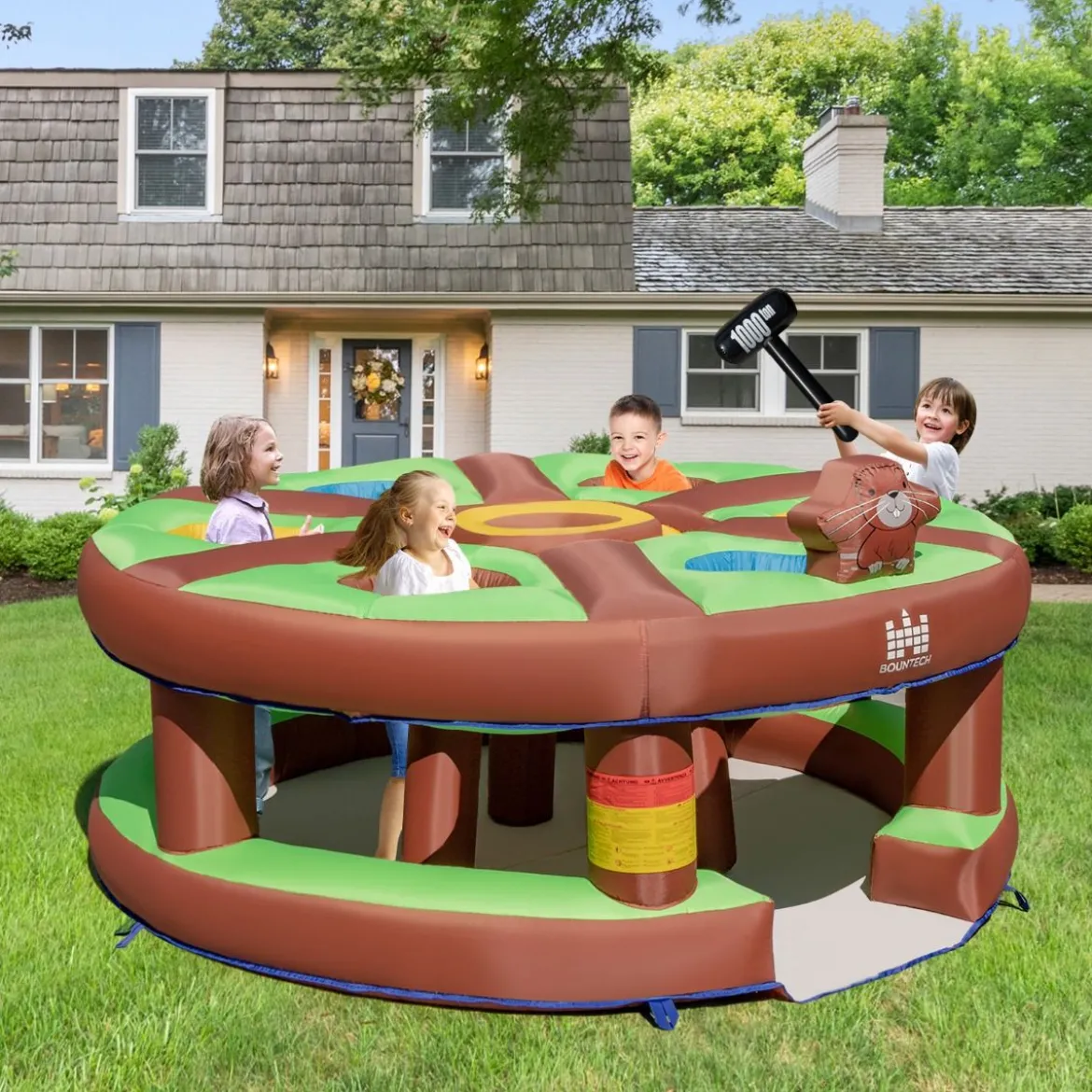 Kinderspiel Aufblasbares Hau-den-Maulwurf Spiel mit 480-W-Gebläse für Kinder 256 x 256 x 120 cm