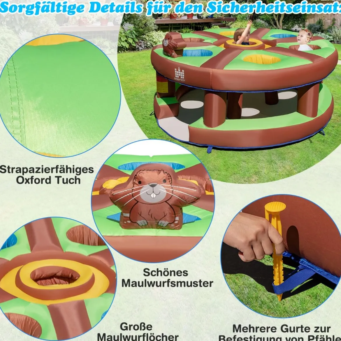 Kinderspiel Aufblasbares Hau-den-Maulwurf Spiel mit 480-W-Gebläse für Kinder 256 x 256 x 120 cm