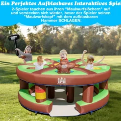 Kinderspiel Aufblasbares Hau-den-Maulwurf Spiel mit 480-W-Gebläse für Kinder 256 x 256 x 120 cm