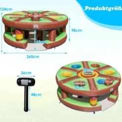 Kinderspiel Aufblasbares Hau-den-Maulwurf Spiel mit 480-W-Gebläse für Kinder 256 x 256 x 120 cm
