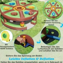 Kinderspiel Aufblasbares Hau-den-Maulwurf Spiel mit 480-W-Gebläse für Kinder 256 x 256 x 120 cm