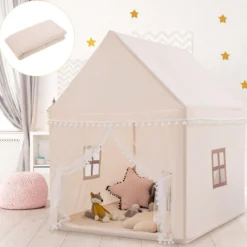 Kinderspielhaus Kinderzelt Spielhaus Prinzess Prinzessin 120 x 105 x 140 cm Beige+Braun