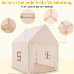 Kinderspielhaus Kinderzelt Spielhaus Prinzess Prinzessin 120 x 105 x 140 cm Beige+Braun