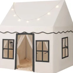Kinderspielhaus mit Sternenlichtern & Fenstern & Netzvorhängen Kinderzelt Kinderspielzelt Spielzelt