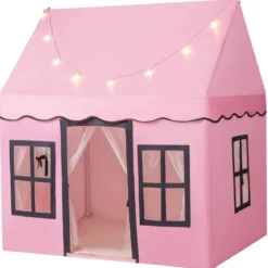 Kinderspielhaus mit Sternenlichtern & Fenstern & Netzvorhängen Kinderzelt Kinderspielzelt Spielzelt