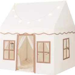 Kinderspielhaus mit Sternenlichtern & Fenstern & Netzvorhängen Kinderzelt Kinderspielzelt Spielzelt