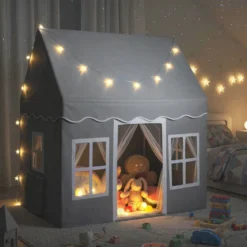 Kinderspielhaus mit Sternenlichtern & Fenstern & Netzvorhängen Kinderzelt Kinderspielzelt Spielzelt