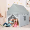 Kinderspielhaus Spielhaus mit Massivholzrahmen & Baumwollmatratze 120 x 105 x 140 cm Grau