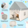 Kinderspielhaus Stabiles und Großes Spielhaus mit Baumwollmatratze 120 x 105 x 140 cm Grau + Beige