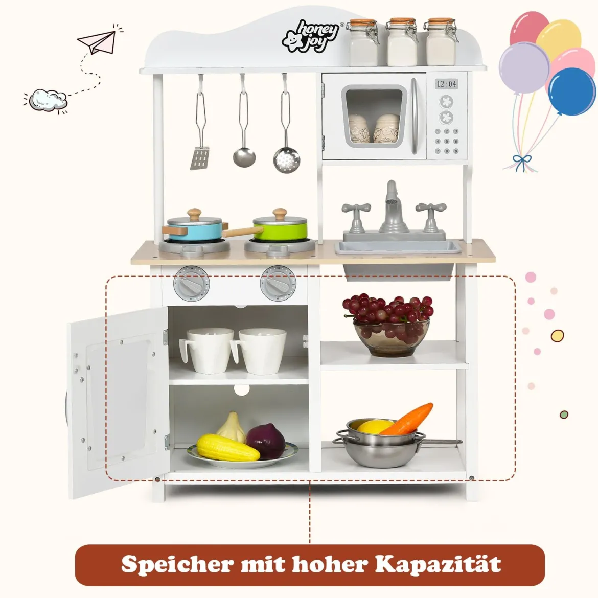 Kinder Spielküche hölzerne Spielküche Küche Set 60 x 30 x 83 cm Weiß