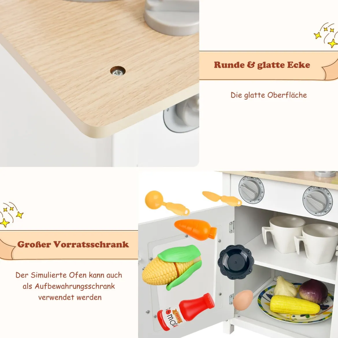 Kinder Spielküche hölzerne Spielküche Küche Set 60 x 30 x 83 cm Weiß