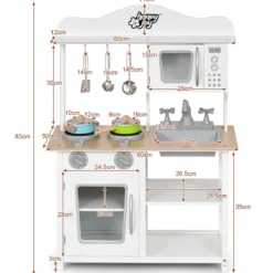 Kinder Spielküche hölzerne Spielküche Küche Set 60 x 30 x 83 cm Weiß