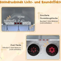 Kinder Spielküche mit Realistischen Geräuschen & Lichtern Holzspielzeugset kochspielzeug