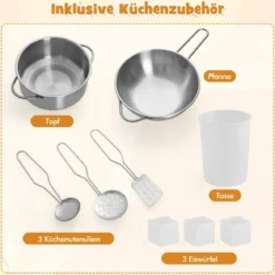 Kinder Spielküche mit Realistischen Geräuschen & Lichtern Holzspielzeugset kochspielzeug