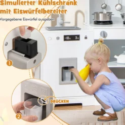Kinder Spielküche mit Realistischen Geräuschen & Lichtern Holzspielzeugset kochspielzeug