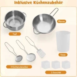 Kinder Spielküche mit Realistischen Geräuschen & Lichtern Holzspielzeugset kochspielzeug