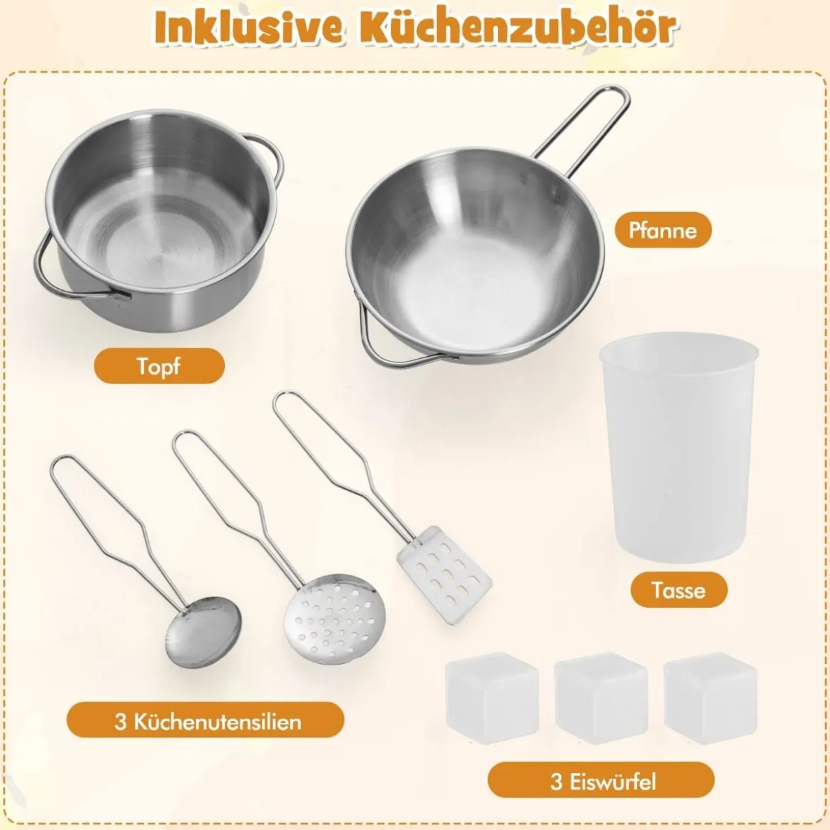 Kinder Spielküche mit Realistischen Geräuschen & Lichtern Holzspielzeugset kochspielzeug