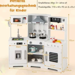 Kinder Spielküche mit Realistischen Geräuschen & Lichtern Holzspielzeugset kochspielzeug