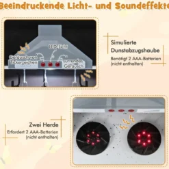 Kinder Spielküche mit Realistischen Geräuschen & Lichtern Holzspielzeugset kochspielzeug