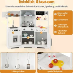 Kinder Spielküche mit Realistischen Geräuschen & Lichtern Holzspielzeugset kochspielzeug