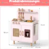 Kinder Spielküche mit Stauraum & Licht & Sound & Realistischem Eismaschine Holzküche Rosa