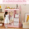 Kinderspiel-Kleiderschrank Spielzeug-Verkleidungscenter für Kinder mit Acrylspiegel Kleiderbügel Rosa