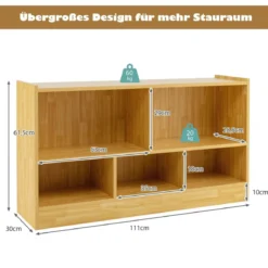 Kinder Spielzeugschrank aus Holz Kinderregal Bücherregal 111 x 30 x 61,5 cm