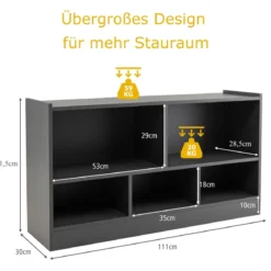 Kinder Spielzeugschrank aus Holz Kinderregal Bücherregal 111 x 30 x 61,5 cm