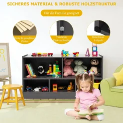 Kinder Spielzeugschrank aus Holz Kinderregal Bücherregal 111 x 30 x 61,5 cm