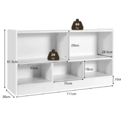 Kinder Spielzeugschrank aus Holz Kinderregal Bücherregal 111 x 30 x 61,5 cm
