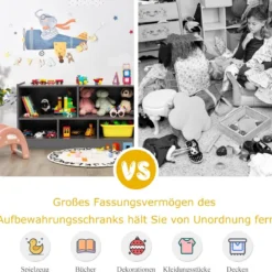 Kinder Spielzeugschrank aus Holz Kinderregal Bücherregal 111 x 30 x 61,5 cm