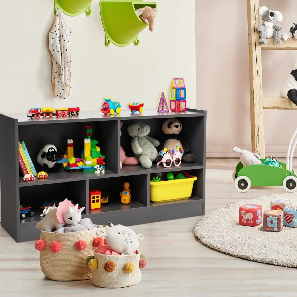 Kinder Spielzeugschrank aus Holz Kinderregal Bücherregal 111 x 30 x 61,5 cm