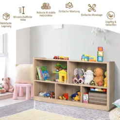 Kinder Spielzeugschrank aus Holz Kinderregal Bücherregal 111 x 30 x 61,5 cm