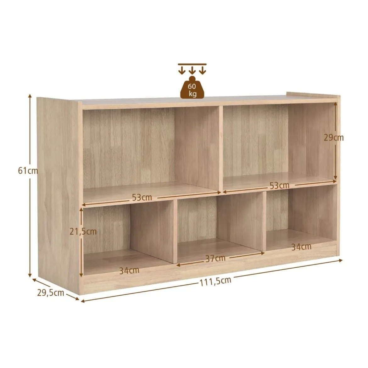 Kinder Spielzeugschrank aus Holz Kinderregal Bücherregal 111 x 30 x 61,5 cm