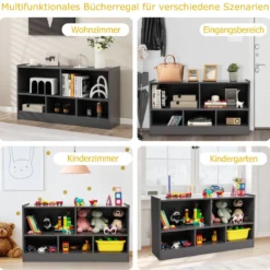 Kinder Spielzeugschrank aus Holz Kinderregal Bücherregal 111 x 30 x 61,5 cm