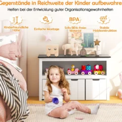 Kinder Spielzeugschrank Kinderregal Kommode mit 3 Schubladen & Rollen 102 x 33 x 62 cm