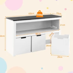 Kinder Spielzeugschrank Kinderregal Kommode mit 3 Schubladen & Rollen 102 x 33 x 62 cm