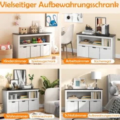 Kinder Spielzeugschrank Kinderregal Kommode mit 3 Schubladen & Rollen 102 x 33 x 62 cm