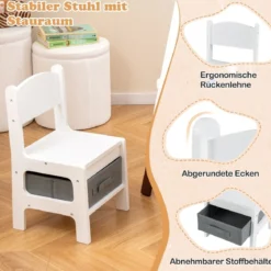 Kinder Staffelei mit Stuhl Höhenverstellbare Kindertafel mit Kreidetafel & Whiteboard Braun