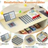 Kinder Supermarkt Spielset mit Kasse & POS-Maschine & Verkaufsautomat & Tafel Grau