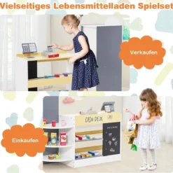 Kinder Supermarkt Spielset mit Kasse & POS-Maschine & Verkaufsautomat & Tafel Weiß