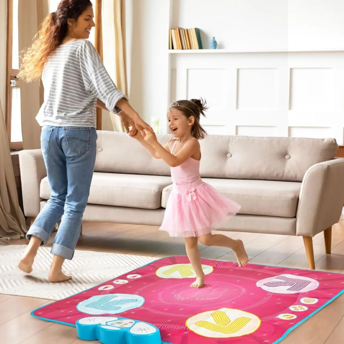 Kinder Tanzmatte mit Led-Leuchten & Memory-Spiel & 8 Musik Musikmatte Musik Matte Rosa