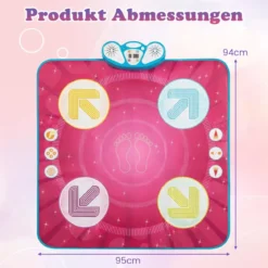 Kinder Tanzmatte mit Led-Leuchten & Memory-Spiel & 8 Musik Musikmatte Musik Matte Rosa