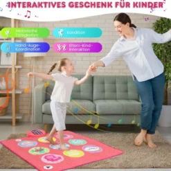Kinder Tanzmattemit 5 Modi & 9 Klavierklängen & 9 Demo Tanz Spielzeug Rosa